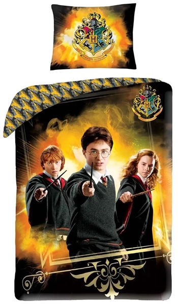Harry Potter sengetøj - 140x200 cm - Harry, Ron og Hermione - Vendbar dynebetræk - 100% bomulds sengesæt